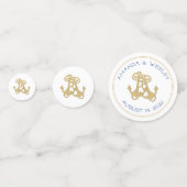 2つの金ゴールド結婚いかりのテーカスタムブル紙吹雪 コンフェッティ (正面)