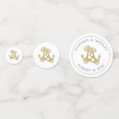 2つの金ゴールド結婚いかりのテーカスタムブル紙吹雪 コンフェッティ (裏面)