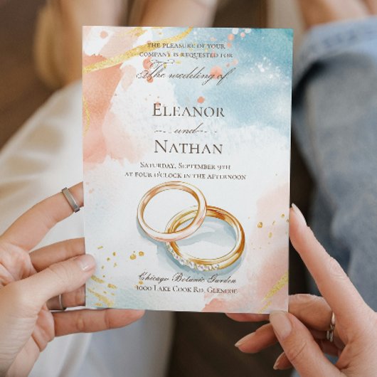 2つの金ゴールド結婚のリング私は洗練された 招待状