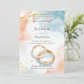 2つの金ゴールド結婚のリング私は洗練された 招待状 (スタンド正面)