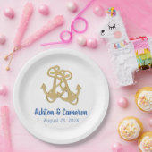 2つの金ゴールド航海のいかり結婚の紙プレート ペーパープレート (パーティー)