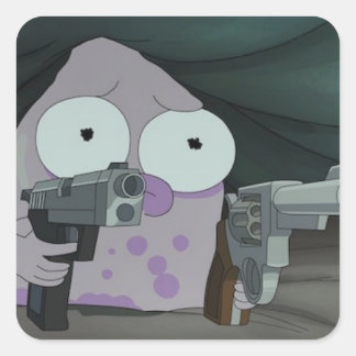 2つの銃を持つ人形 スクエアシール