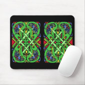 2つの長方形アイルランド語ケルト結び目模様デザインオンブラック マウスパッド (マウス)