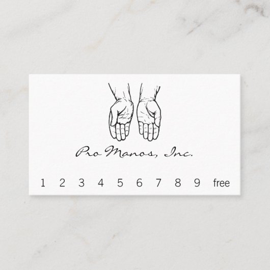 2つの開いた手(白黒) ロイヤリティカード (正面)