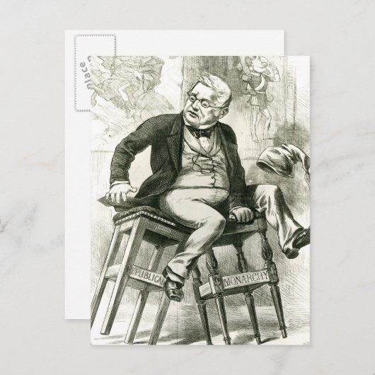 2つの間のアドルフ・ティアーズの戯画 ポストカード (正面/裏面)