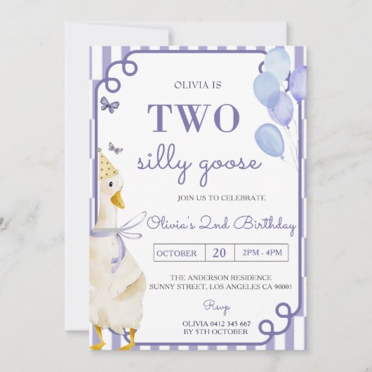 2つの間抜けグースギンガム2nd誕生日パーティー 招待状 (正面)