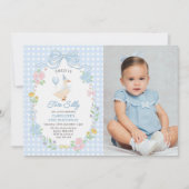 2つの間抜けグースフローラバウ2nd誕生日の写真 招待状 (正面)