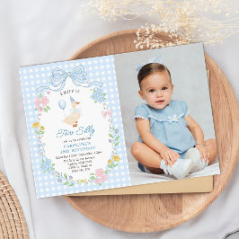 2つの間抜けグースフローラバウ2nd誕生日の写真 招待状