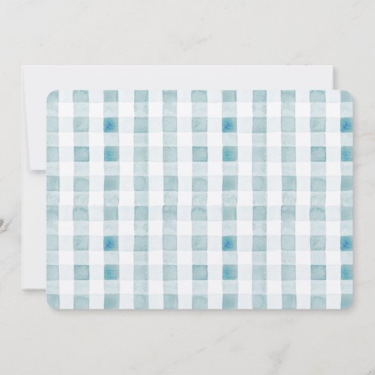 2つの間抜けグースブルーギンガムボーイ2nd誕生日 招待状 (裏面)