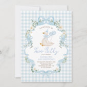 2つの間抜けグースブルーボウガール2nd誕生日 招待状 (正面)