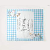 2つの間抜けグースブルー2ndバースデーウェルカムバックドロップ タペストリー (正面(横))