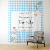 2つの間抜けグースブルー2ndバースデーウェルカムバックドロップ タペストリー (インサイチュ)