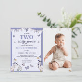 2つの間抜けグース2番目の誕生日パーティー写真 招待状 (スタンド正面)