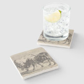 2つの闘牛(Paulus Potter) ストーンコースター (横)