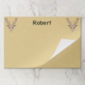 2つの雄の鹿ヘッドブラックエッチング顔タン ペーパーパッド (折り畳み)