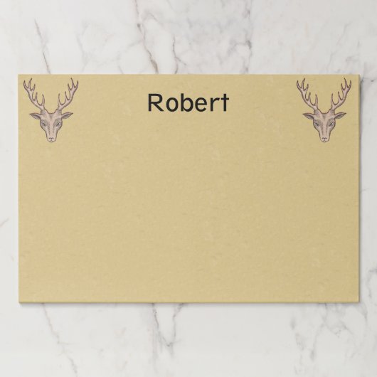 2つの雄の鹿ヘッドブラックエッチング顔タン ペーパーパッド (正面)