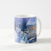 2つの雪だるまのコーヒー・マグ コーヒーマグカップ (正面右)