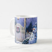 2つの雪だるまのコーヒー・マグ コーヒーマグカップ (正面左)