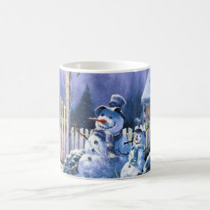 2つの雪だるまのコーヒー・マグ コーヒーマグカップ