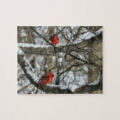 2つの雪の深紅色 ジグソーパズル (横)