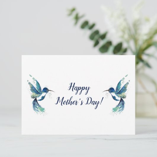 2つの青い蜂（はち）すずめのお母さんの日のカード サンキューカード (スタンド正面)