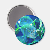 2つの青とターコイズ熱帯魚 マグネット (正面/裏面)