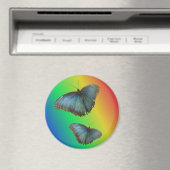 2つの青モルフォ蝶レインボーマグネット マグネット (インサイチュ (食洗機))