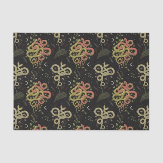 2つの面不気味ヘビ月の葉ハロウィン 薄葉紙 (正面)