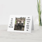 2つの頭が切れる"A"あなたの年齢のロバスタイルのおもしろいを作る カード (正面)