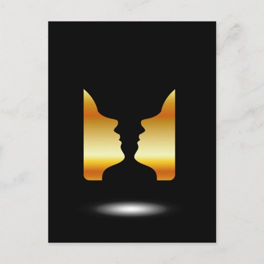 2つの顔が並び、花瓶の錯覚を持つ ポストカード (正面)