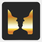 2つの顔が並んで花瓶の錯覚を持つ スクエアシール (正面)