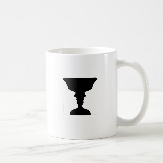 2つの顔の顔かつぼの錯覚はつぼを好みます コーヒーマグカップ (右)