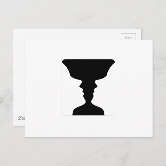 2つの顔の顔かつぼの錯覚はつぼを好みます ポストカード (正面/裏面)