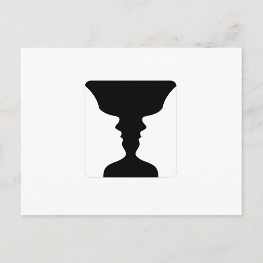 2つの顔の顔かつぼの錯覚はつぼを好みます ポストカード (正面)