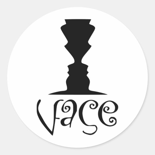 2つの顔または花瓶の光学錯覚 ラウンドシール (正面)