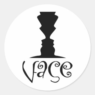 2つの顔または花瓶の光学錯覚 ラウンドシール