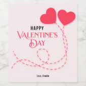 2つの飛んでいるハートバレンタインデーの挨拶 ワインラベル (シングルラベル)