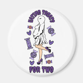 "2つの食べためののトリートメント"妊娠ハロウィンパープル マグネット