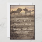 2つの馬の国素朴西部の結婚式の招待 招待状 (正面)