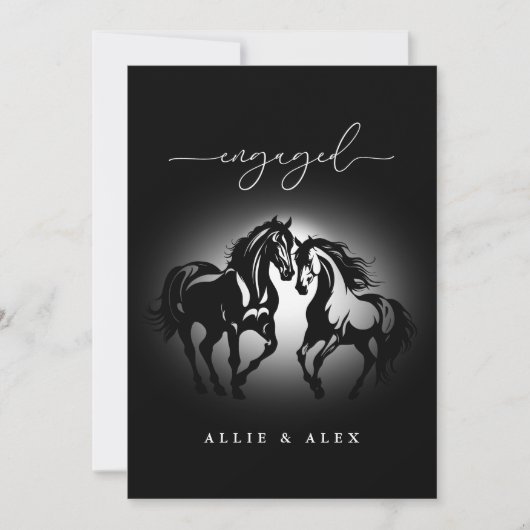 2つの馬の愛の白黒カップル婚約 (正面)