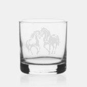 2つの馬の愛の白黒馬好きカップル ウイスキーグラス (裏面)
