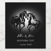 2つの馬の愛の白黒馬好きカップル ワインラベル (シングルラベル)