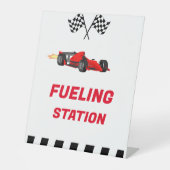 2つの高速の燃料供給駅の標識を育てる車のレース 台座サイン (正面)