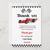 2つの高速カーレースのボーイバースデーパーティーサンキューカード 招待状 (正面)