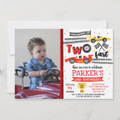 2つの高速レースカーレース2nd誕生日招待状 招待状 (正面)