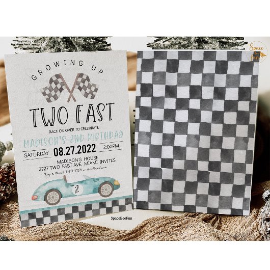 2つの高速誕生日招待パーティー車の招待状Rac 招待状