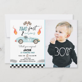 2つの高速2奇数パーティーレースカー（第2誕生日）の請求書 招待状