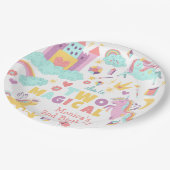 2つの魔法の虹のパステルのユニコーンの2番目の誕生日 ペーパープレート (アングル)