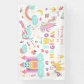 2つの魔法の虹のパステルのユニコーンの2番目の誕生日 横断幕 (縦)