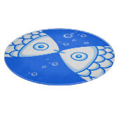 2つの魚座ブルーホワイト抽象芸術パターン カッティングボード (角)